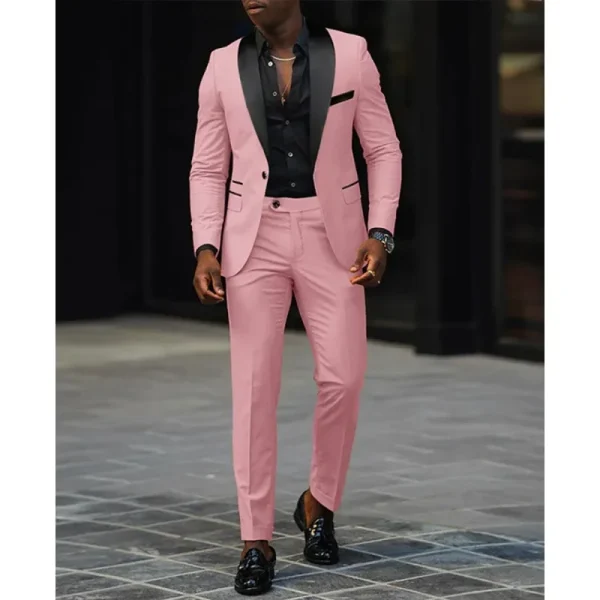 Pink Blazer & Pant 2Pcs Set Business Casual Suit
